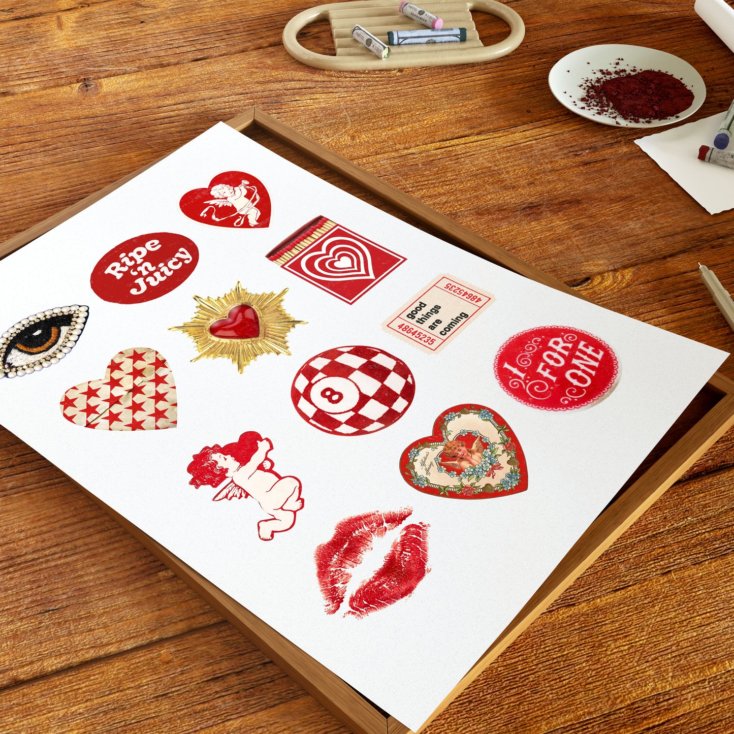 Red Vintage Heart Collage